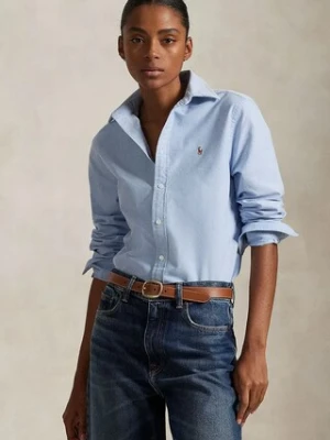 Polo Ralph Lauren koszula bawełniana damska kolor niebieski relaxed z kołnierzykiem klasycznym 211970736