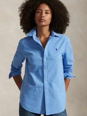 Polo Ralph Lauren koszula bawełniana damska kolor niebieski relaxed z kołnierzykiem klasycznym 211970737