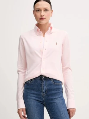 Polo Ralph Lauren koszula bawełniana damska kolor różowy regular z kołnierzykiem klasycznym 211924258