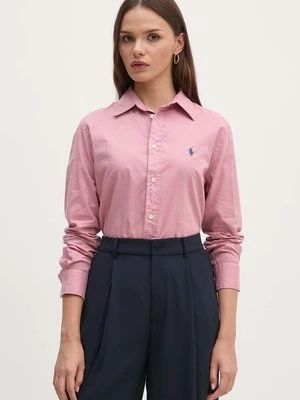 Polo Ralph Lauren koszula bawełniana damska kolor różowy regular z kołnierzykiem klasycznym 211932522