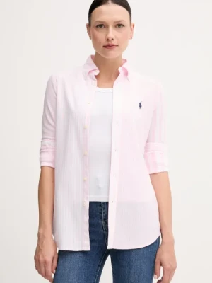 Polo Ralph Lauren koszula bawełniana damska kolor różowy regular z kołnierzykiem klasycznym 211965102