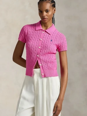 Polo Ralph Lauren koszula bawełniana damska kolor różowy slim z kołnierzykiem klasycznym 211963486