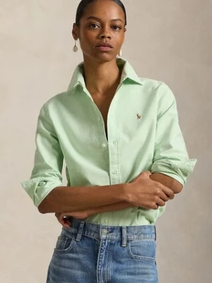 Polo Ralph Lauren koszula bawełniana damska kolor turkusowy relaxed z kołnierzykiem klasycznym 211970736