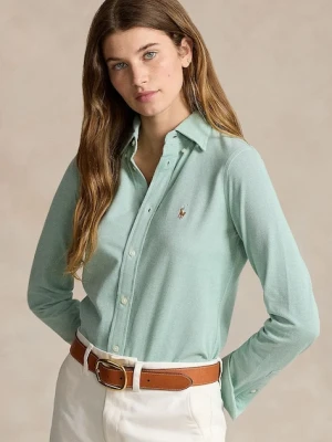 Polo Ralph Lauren koszula bawełniana damska kolor zielony regular z kołnierzykiem klasycznym 211924258