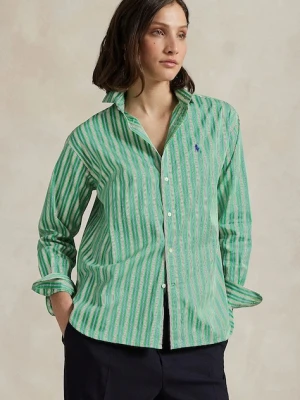 Polo Ralph Lauren koszula bawełniana damska kolor zielony relaxed z kołnierzykiem klasycznym 211910743