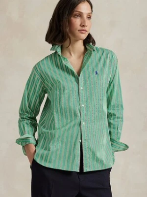Polo Ralph Lauren koszula bawełniana damska kolor zielony relaxed z kołnierzykiem klasycznym 211910743