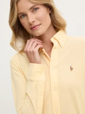 Polo Ralph Lauren koszula bawełniana damska kolor żółty regular z kołnierzykiem klasycznym 211924258