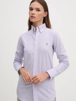 Polo Ralph Lauren koszula bawełniana damska slim z kołnierzykiem klasycznym 211910131