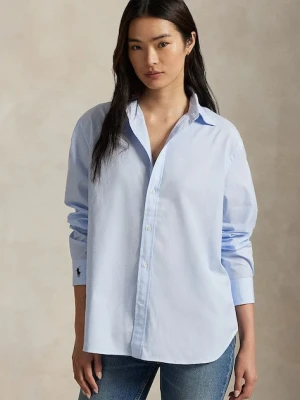 Polo Ralph Lauren koszula bawełniana Long Sleeve Light Shirt damska kolor niebieski relaxed z kołnierzykiem klasycznym 211968220