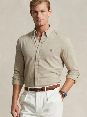 Polo Ralph Lauren koszula bawełniana męska kolor beżowy regular z kołnierzykiem button-down 710654408