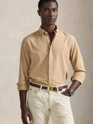 Polo Ralph Lauren koszula bawełniana męska kolor beżowy regular z kołnierzykiem button-down 710P07183