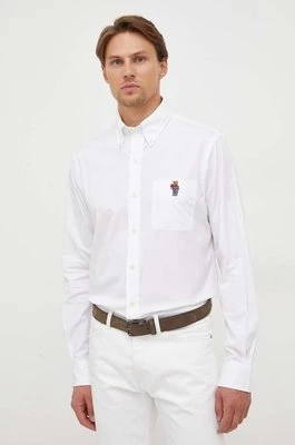 Polo Ralph Lauren koszula bawełniana męska kolor biały regular z kołnierzykiem button-down