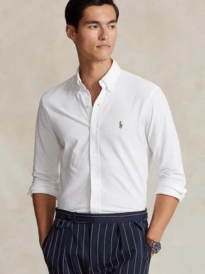 Polo Ralph Lauren koszula bawełniana męska kolor biały regular z kołnierzykiem button-down 710932545