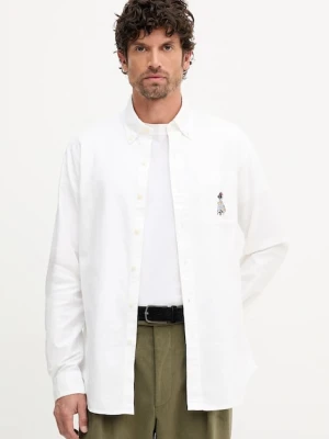 Polo Ralph Lauren koszula bawełniana męska kolor biały regular z kołnierzykiem button-down 710P00526