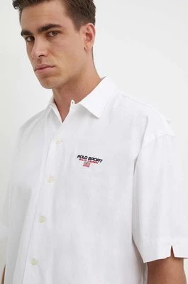 Polo Ralph Lauren koszula bawełniana męska kolor biały relaxed z kołnierzykiem klasycznym 710945727
