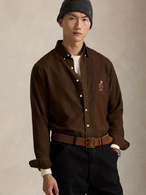 Polo Ralph Lauren koszula bawełniana męska kolor brązowy regular 710P00662