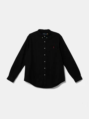 Polo Ralph Lauren koszula bawełniana męska kolor czarny slim z kołnierzykiem button-down 710767828