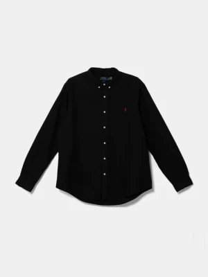 Polo Ralph Lauren koszula bawełniana męska kolor czarny slim z kołnierzykiem button-down 710767828