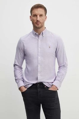 Polo Ralph Lauren koszula bawełniana męska kolor fioletowy regular z kołnierzykiem button-down