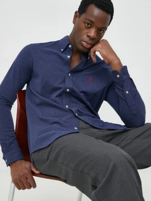 Polo Ralph Lauren koszula bawełniana męska kolor granatowy regular z kołnierzykiem button-down