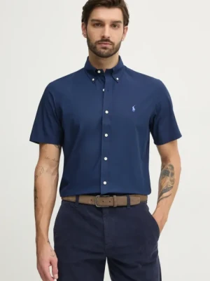 Polo Ralph Lauren koszula bawełniana męska kolor granatowy regular z kołnierzykiem button-down 710945315