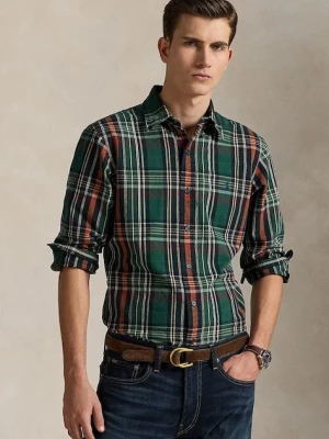 Polo Ralph Lauren koszula bawełniana męska kolor granatowy regular z kołnierzykiem button-down 710P00524