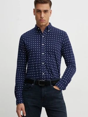 Polo Ralph Lauren koszula bawełniana męska kolor granatowy slim z kołnierzykiem button-down 710951941