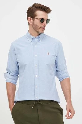 Polo Ralph Lauren koszula bawełniana męska kolor niebieski regular z kołnierzykiem button-down 710792041