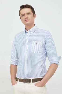 Polo Ralph Lauren koszula bawełniana męska kolor niebieski regular z kołnierzykiem button-down