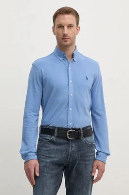 Polo Ralph Lauren koszula bawełniana męska kolor niebieski regular z kołnierzykiem button-down 710654408