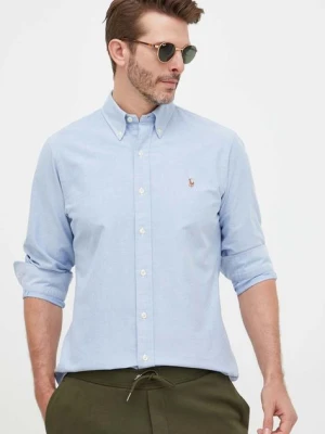 Polo Ralph Lauren koszula bawełniana męska kolor niebieski regular z kołnierzykiem button-down 710792041