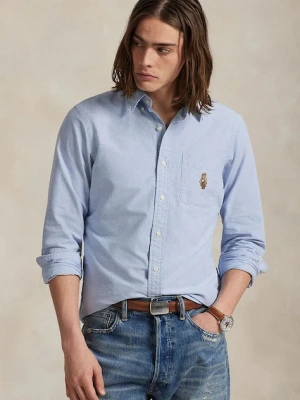 Polo Ralph Lauren koszula bawełniana męska kolor niebieski regular z kołnierzykiem button-down 710P00577