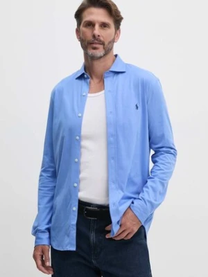 Polo Ralph Lauren koszula bawełniana męska kolor niebieski regular z kołnierzykiem klasycznym