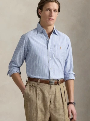 Polo Ralph Lauren koszula bawełniana męska kolor niebieski regular z kołnierzykiem klasycznym 710914027