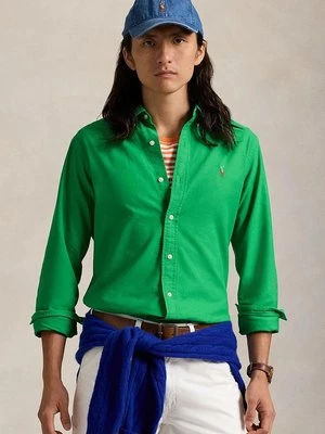 Polo Ralph Lauren koszula bawełniana męska kolor zielony regular z kołnierzykiem button-down