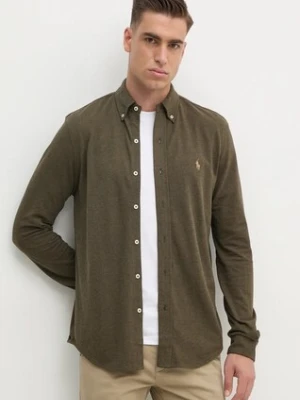 Polo Ralph Lauren koszula bawełniana męska kolor zielony regular z kołnierzykiem button-down 710654408