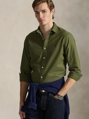 Polo Ralph Lauren koszula bawełniana męska kolor zielony slim z kołnierzykiem button-down 710804257