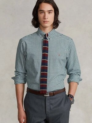 Polo Ralph Lauren koszula bawełniana męska kolor zielony slim z kołnierzykiem button-down 710852744