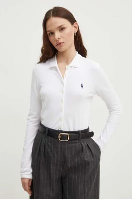 Polo Ralph Lauren koszula damska kolor biały slim z kołnierzykiem klasycznym 211941176