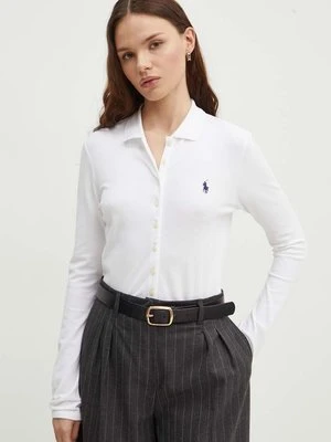 Polo Ralph Lauren koszula damska kolor biały slim z kołnierzykiem klasycznym 211941176