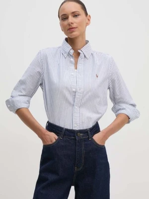 Polo Ralph Lauren koszula damska kolor niebieski regular z kołnierzykiem klasycznym 211941508