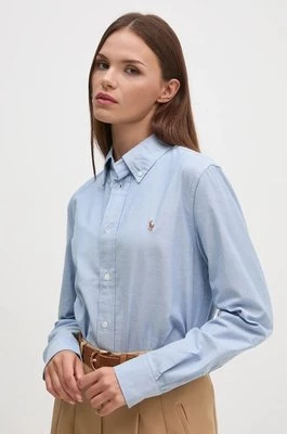 Polo Ralph Lauren koszula damska kolor niebieski regular z kołnierzykiem klasycznym 211941520