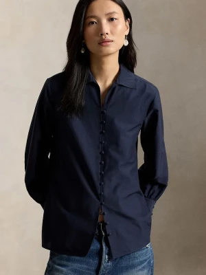 Polo Ralph Lauren koszula damska z dodatkiem jedwabiu granatowy