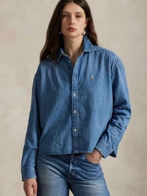 Polo Ralph Lauren koszula jeansowa damska kolor niebieski relaxed z kołnierzykiem klasycznym 211969457