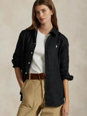 Polo Ralph Lauren koszula lniana kolor czarny relaxed z kołnierzykiem klasycznym 211970730