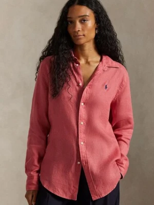 Polo Ralph Lauren koszula lniana kolor różowy relaxed z kołnierzykiem klasycznym 211970730