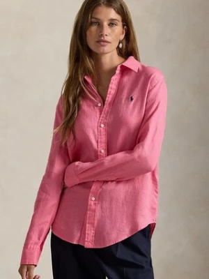 Polo Ralph Lauren koszula lniana kolor różowy relaxed z kołnierzykiem klasycznym 211970730