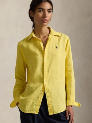 Polo Ralph Lauren koszula lniana kolor żółty relaxed z kołnierzykiem klasycznym 211970730