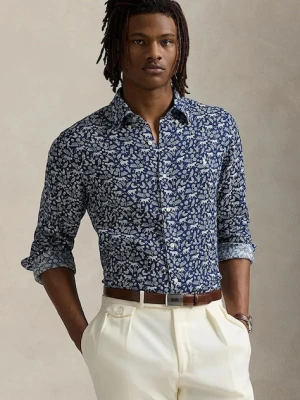 Polo Ralph Lauren koszula lniana Sport Shirt kolor niebieski regular z kołnierzykiem klasycznym 710968911