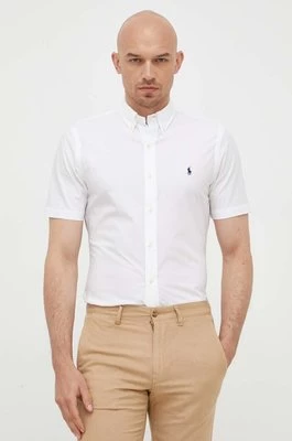 Polo Ralph Lauren koszula męska kolor biały slim z kołnierzykiem button-down
